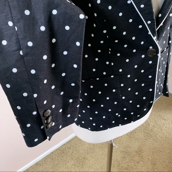 Talbots Linen Blend Polkadot Nautical Blazer Size 8 - Picture 11 of 16